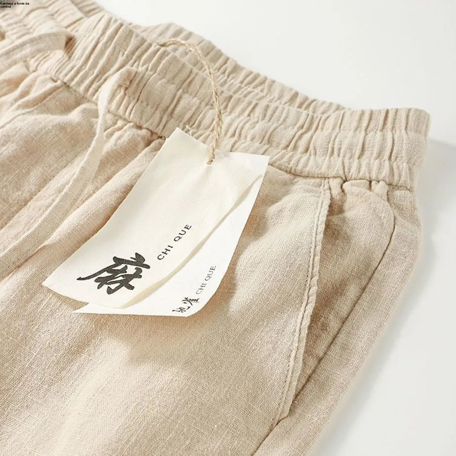 Calça Masculina Linho Casual Reta