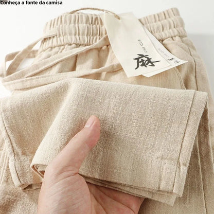 Calça Masculina Linho Casual Reta