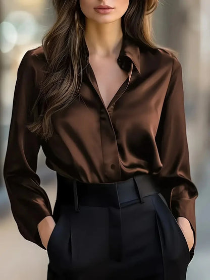 Blusa Feminina Cetim Preta Manga Longa